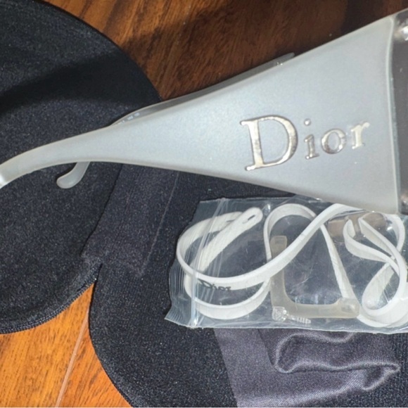 Auth RARE DIOR SKI 5 VA2 Shield Sunglass SET Case sport strap opaque white black